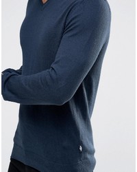 dunkelblauer Pullover mit einem V-Ausschnitt von Esprit