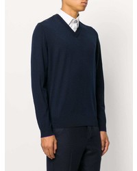 dunkelblauer Pullover mit einem V-Ausschnitt von Ps By Paul Smith