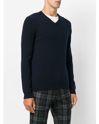 dunkelblauer Pullover mit einem V-Ausschnitt von Pringle Of Scotland