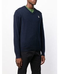 dunkelblauer Pullover mit einem V-Ausschnitt von Ps By Paul Smith