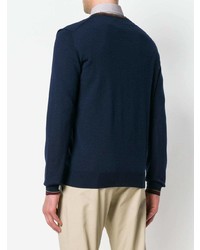 dunkelblauer Pullover mit einem V-Ausschnitt von Etro