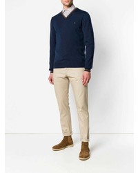 dunkelblauer Pullover mit einem V-Ausschnitt von Etro