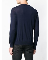dunkelblauer Pullover mit einem V-Ausschnitt von Nuur
