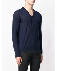 dunkelblauer Pullover mit einem V-Ausschnitt von Nuur