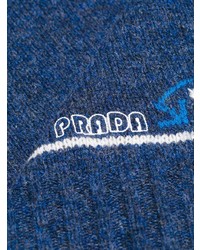 dunkelblauer Pullover mit einem V-Ausschnitt von Prada