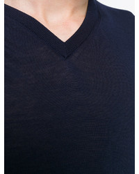 dunkelblauer Pullover mit einem V-Ausschnitt von Kiton