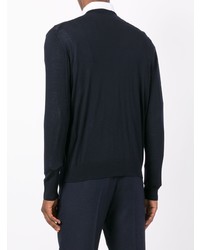 dunkelblauer Pullover mit einem V-Ausschnitt von Prada