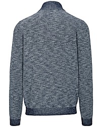 dunkelblauer Pullover mit einem zugeknöpften Kragen von BASEFIELD