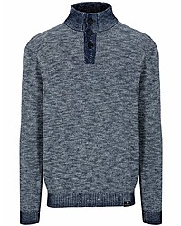 dunkelblauer Pullover mit einem zugeknöpften Kragen von BASEFIELD