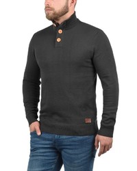 dunkelblauer Pullover mit einem zugeknöpften Kragen von BLEND