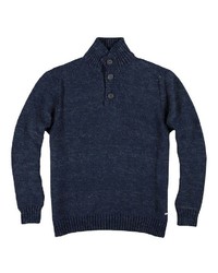 dunkelblauer Pullover mit einem zugeknöpften Kragen von ENGBERS