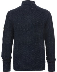 dunkelblauer Pullover mit einem zugeknöpften Kragen von LUIS STEINDL