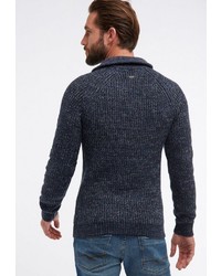 dunkelblauer Pullover mit einem zugeknöpften Kragen von Petrol Industries