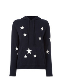 dunkelblauer Pullover mit einer Kapuze mit Sternenmuster