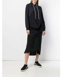 dunkelblauer Pullover mit einer Kapuze von Rick Owens DRKSHDW