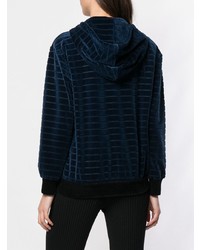 dunkelblauer Pullover mit einer Kapuze von Sonia Rykiel