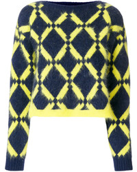 dunkelblauer Pullover mit geometrischem Muster