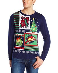 dunkelblauer Pullover mit Weihnachten Muster
