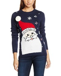 dunkelblauer Pullover mit Weihnachten Muster von Yumi