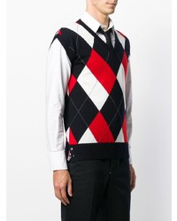 dunkelblauer Pullunder mit Argyle-Muster von Thom Browne