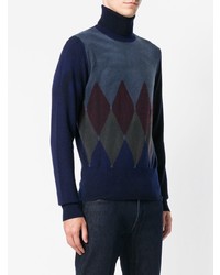 dunkelblauer Rollkragenpullover mit Argyle-Muster von Ballantyne