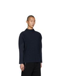 dunkelblauer Rollkragenpullover von Homme Plissé Issey Miyake