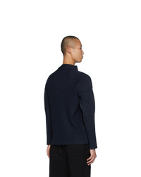 dunkelblauer Rollkragenpullover von Homme Plissé Issey Miyake