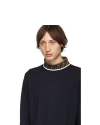 dunkelblauer Rollkragenpullover von Fendi