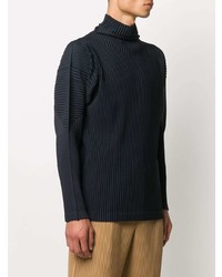 dunkelblauer Rollkragenpullover von Homme Plissé Issey Miyake