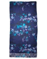 dunkelblauer Schal mit Blumenmuster von Twelfth St. By Cynthia Vincent