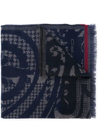 dunkelblauer Schal mit Hahnentritt-Muster von Etro
