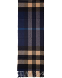 dunkelblauer Schal mit Karomuster von Burberry