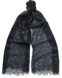 dunkelblauer Schal mit Leopardenmuster