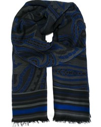 dunkelblauer Schal mit Paisley-Muster von Etro