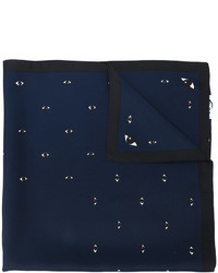 dunkelblauer Seideschal mit geometrischem Muster von Kenzo