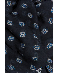 dunkelblauer Seideschal mit Paisley-Muster von Saint Laurent