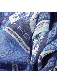 dunkelblauer Seideschal mit Paisley-Muster von Etro