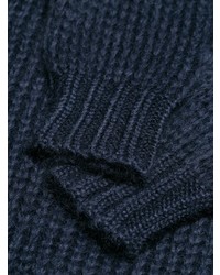 dunkelblauer Strick Oversize Pullover von Prada