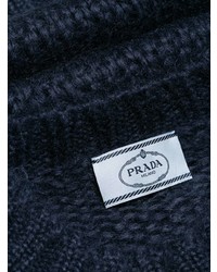 dunkelblauer Strick Oversize Pullover von Prada