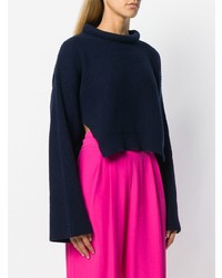 dunkelblauer Strick Oversize Pullover von Erika Cavallini
