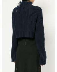 dunkelblauer Strick Oversize Pullover von Dion Lee