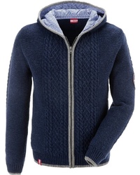 dunkelblauer Strick Pullover mit einem Kapuze von ALMGWAND