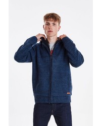 dunkelblauer Strick Pullover mit einem Kapuze von BLEND