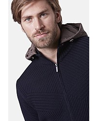 dunkelblauer Strick Pullover mit einem Kapuze von Bugatti