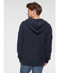 dunkelblauer Strick Pullover mit einem Kapuze von Jack & Jones