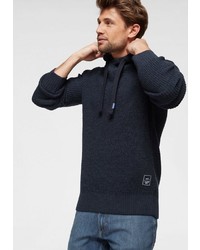 dunkelblauer Strick Pullover mit einem Kapuze von Jack & Jones