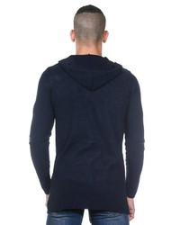 dunkelblauer Strick Pullover mit einem Kapuze von MADMEXT