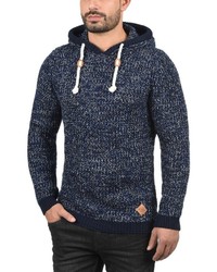 dunkelblauer Strick Pullover mit einem Kapuze von Redefined Rebel