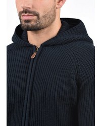 dunkelblauer Strick Pullover mit einem Kapuze von Solid