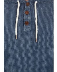 dunkelblauer Strick Pullover mit einem Kapuze von Solid